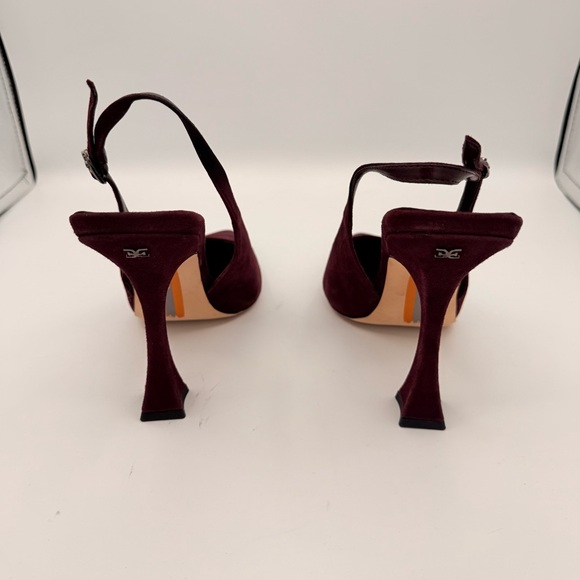 Sam Edelman ODETTE CAP TOE SLINGBACK PUMP in Parisian Plum Suede | LIKE NEW - Picture 9 of 12